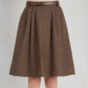 Modcloth Brown Polka Dot Wool Skirt